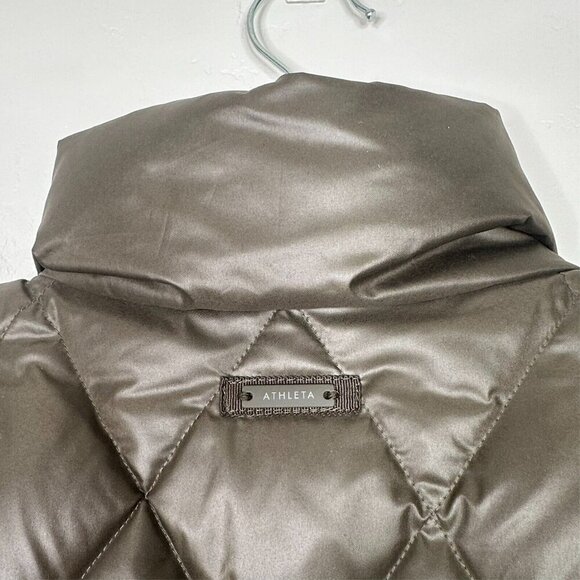 Athleta Jacket Women S Responsible Quilted Mock Neck Goose Down Olive Green - Picture 5 of 12